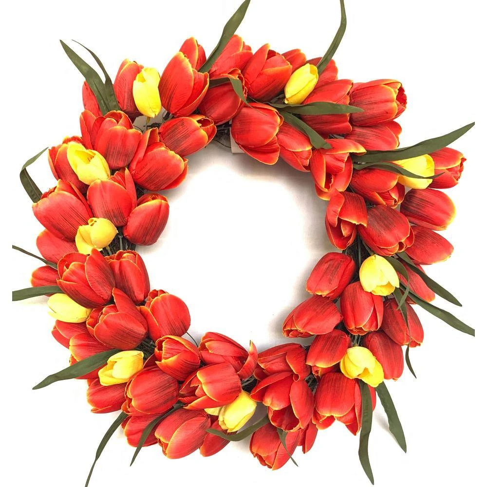 20 In. Multi-Color Unlit Tulip Artificial Harvest Wreath 1 20 In. Multi-Color Unlit Tulip Artificial Harvest Wreath