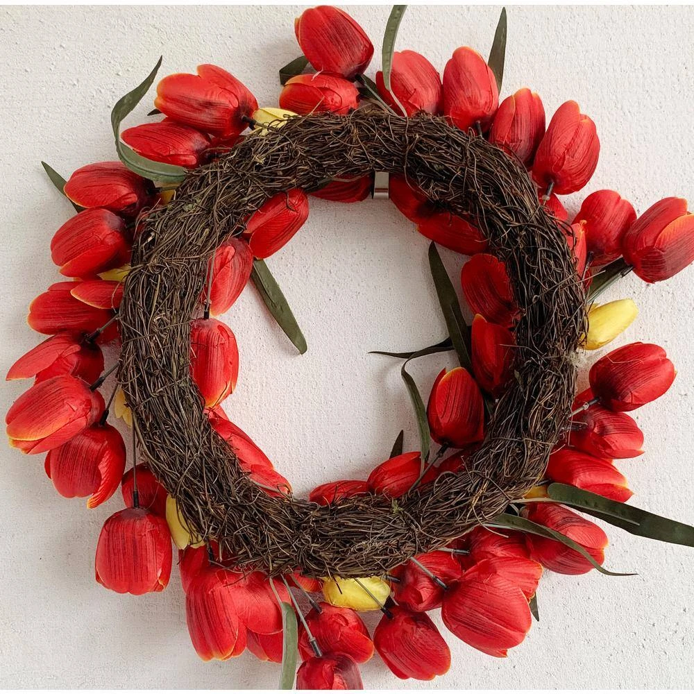 20 In. Multi-Color Unlit Tulip Artificial Harvest Wreath 2 20 In. Multi-Color Unlit Tulip Artificial Harvest Wreath - Image 2
