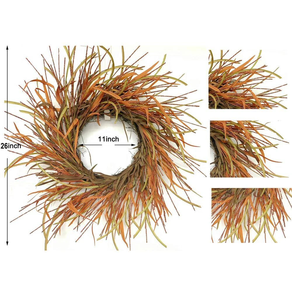 26 In. Orange Unlit Tail Berry Artificial Harvest Wreath 5 26 In. Orange Unlit Tail Berry Artificial Harvest Wreath - Image 5