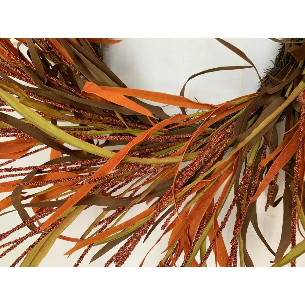 26 In. Orange Unlit Tail Berry Artificial Harvest Wreath 3 26 In. Orange Unlit Tail Berry Artificial Harvest Wreath - Image 3