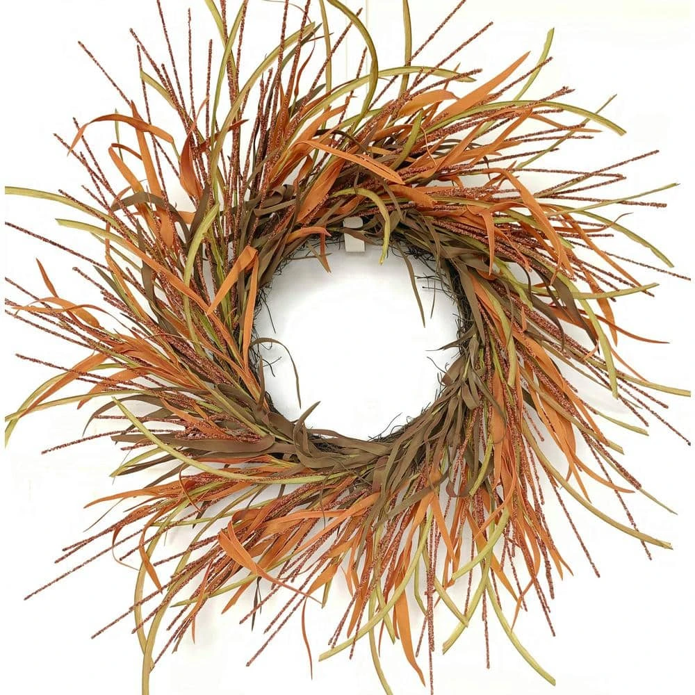 26 In. Orange Unlit Tail Berry Artificial Harvest Wreath 1 26 In. Orange Unlit Tail Berry Artificial Harvest Wreath