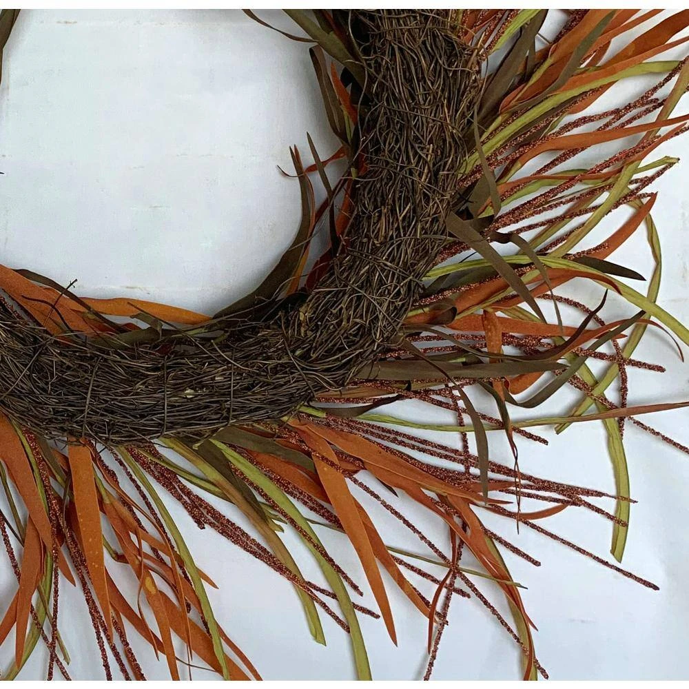 26 In. Orange Unlit Tail Berry Artificial Harvest Wreath 2 26 In. Orange Unlit Tail Berry Artificial Harvest Wreath - Image 2