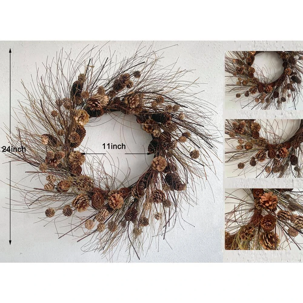 24 In. D Multi-Color Unlit Pinecone Artificial Harvest Wreath 5 24 In. D Multi-Color Unlit Pinecone Artificial Harvest Wreath - Image 5