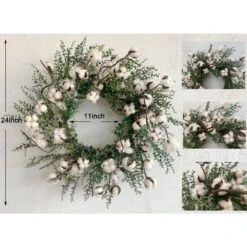 24 In. Multi-Color Unlit Cotton Mini Eucalyptus Artificial Harvest Wreath -The Home Depot Shop glitzhome fall wreaths lkw20216 44 1000