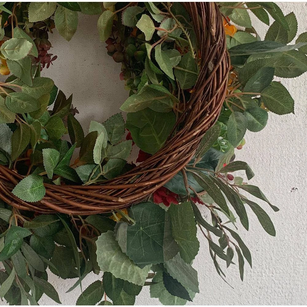 26 In. D Hydrangea Foliage Artificial Harvest Wreath 4 26 In. D Hydrangea Foliage Artificial Harvest Wreath - Image 4