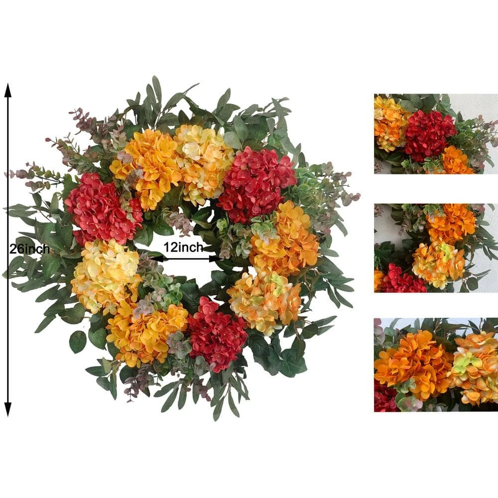 26 In. D Hydrangea Foliage Artificial Harvest Wreath 5 26 In. D Hydrangea Foliage Artificial Harvest Wreath - Image 5