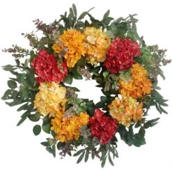 26 In. D Hydrangea Foliage Artificial Harvest Wreath