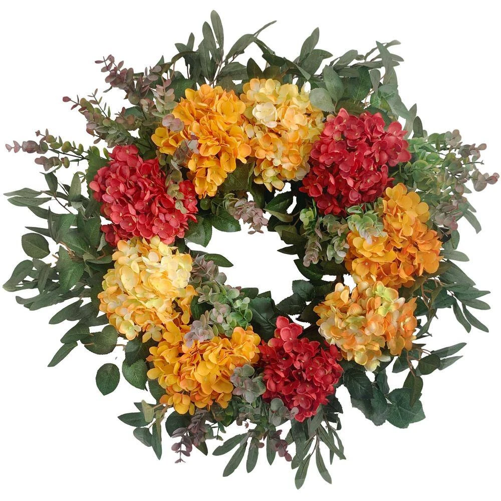 26 In. D Hydrangea Foliage Artificial Harvest Wreath 1 26 In. D Hydrangea Foliage Artificial Harvest Wreath