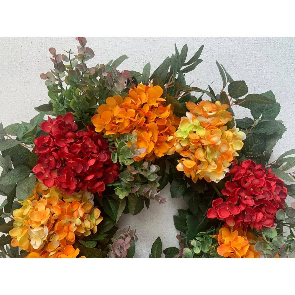 26 In. D Hydrangea Foliage Artificial Harvest Wreath 2 26 In. D Hydrangea Foliage Artificial Harvest Wreath - Image 2
