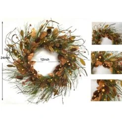 24 In. D Berry Pinecone Artificial Harvest Wreath 9 24 In. D Berry Pinecone Artificial Harvest Wreath -The Home Depot Shop glitzhome fall wreaths lkw20219 44 1000