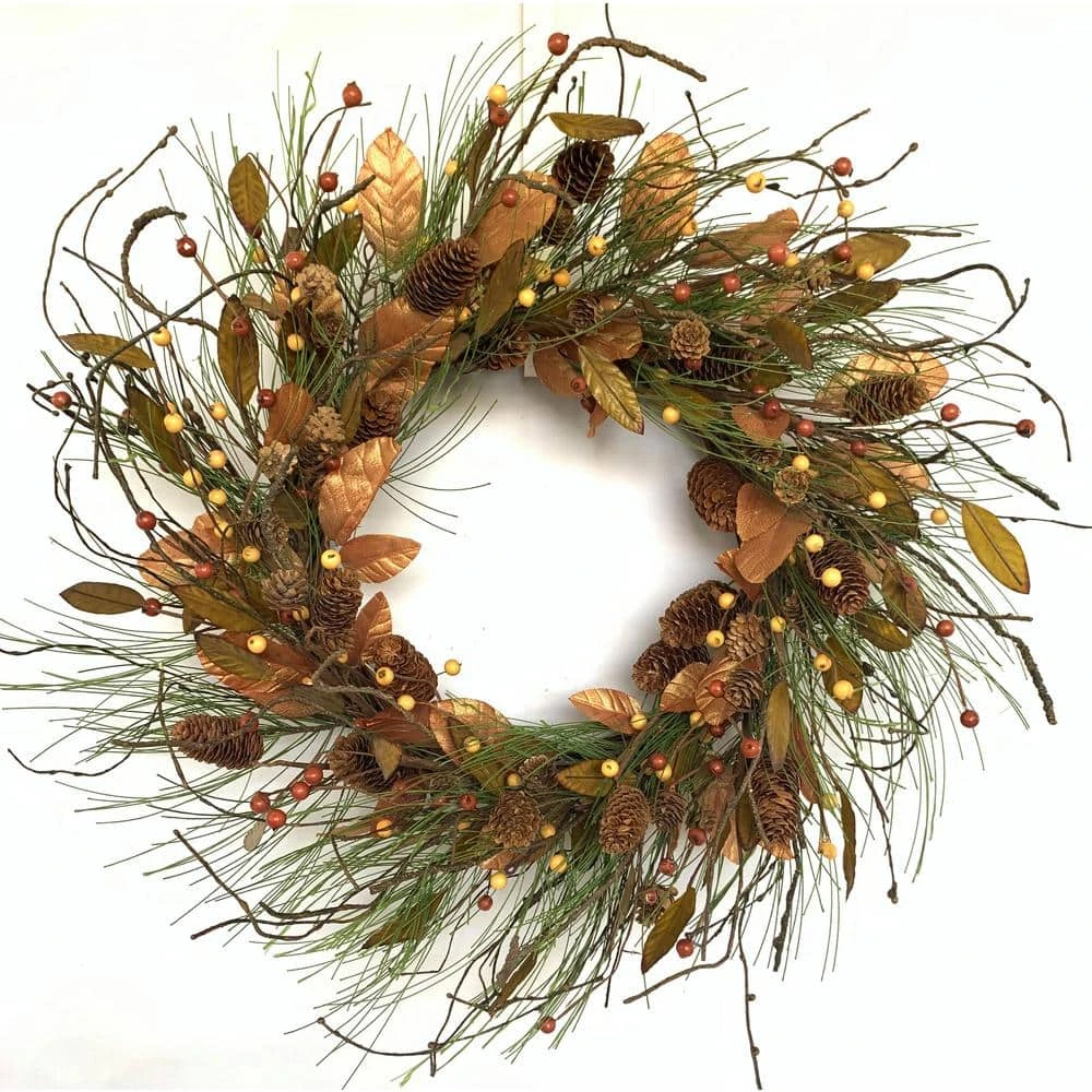 24 In. D Berry Pinecone Artificial Harvest Wreath 1 24 In. D Berry Pinecone Artificial Harvest Wreath