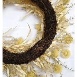 24 In. D Golden Globe Thistle Artificial Harvest Wreath -The Home Depot Shop glitzhome fall wreaths lkw20223 1f 1000