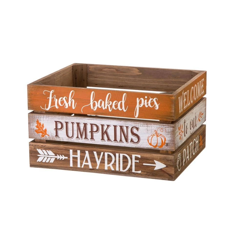 Wooden Pumpkin Crate, L:13.94 In. L, 12.01 In. W, 6.89 In. H, S:11.97 In. L,10.00 In. W, 6.77 In. H Set Of 2 6 Wooden Pumpkin Crate, L:13.94 In. L, 12.01 In. W, 6.89 In. H, S:11.97 In. L,10.00 In. W, 6.77 In. H Set Of 2 - Image 6