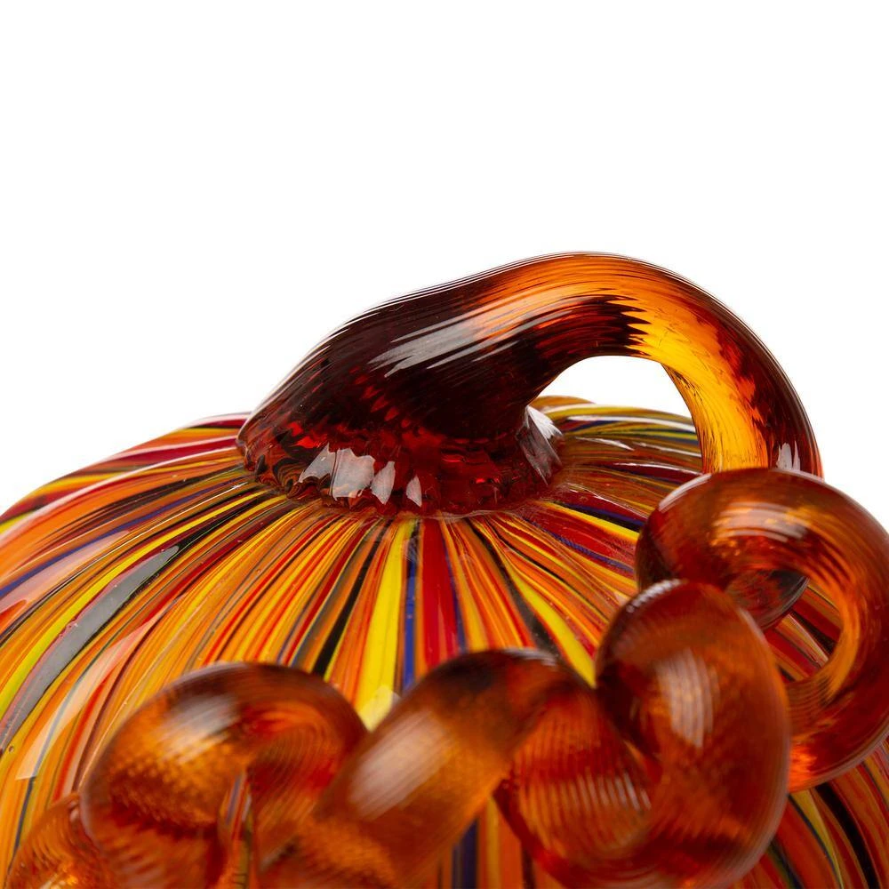 6.50 In. H S/2 Multi-Striped Glass Short Pumpkin 4 6.50 In. H S/2 Multi-Striped Glass Short Pumpkin - Image 4