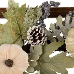 28 In. L Wooden Window Frame With 22 In. D Pumpkin Wreath -The Home Depot Shop glitzhome indoor fall decorations 2005500033 1f 1000