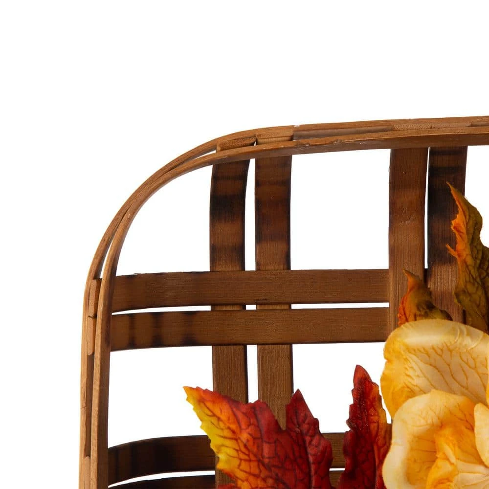 24 In. L Bamboo Tobacco Basket With 22 In. D Blooming Magnolia Wreath 5 24 In. L Bamboo Tobacco Basket With 22 In. D Blooming Magnolia Wreath - Image 5