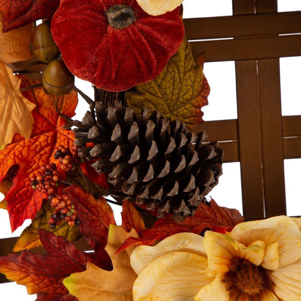 24 In. L Bamboo Tobacco Basket With 22 In. D Blooming Magnolia Wreath 3 24 In. L Bamboo Tobacco Basket With 22 In. D Blooming Magnolia Wreath - Image 3