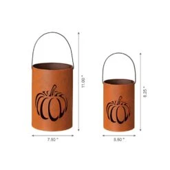 11 In. H Metal Cutout Pumpkin Bucket(Set Of 2) -The Home Depot Shop glitzhome indoor fall decorations 2005600011 44 1000