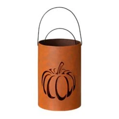 11 In. H Metal Cutout Pumpkin Bucket(Set Of 2) -The Home Depot Shop glitzhome indoor fall decorations 2005600011 4f 1000