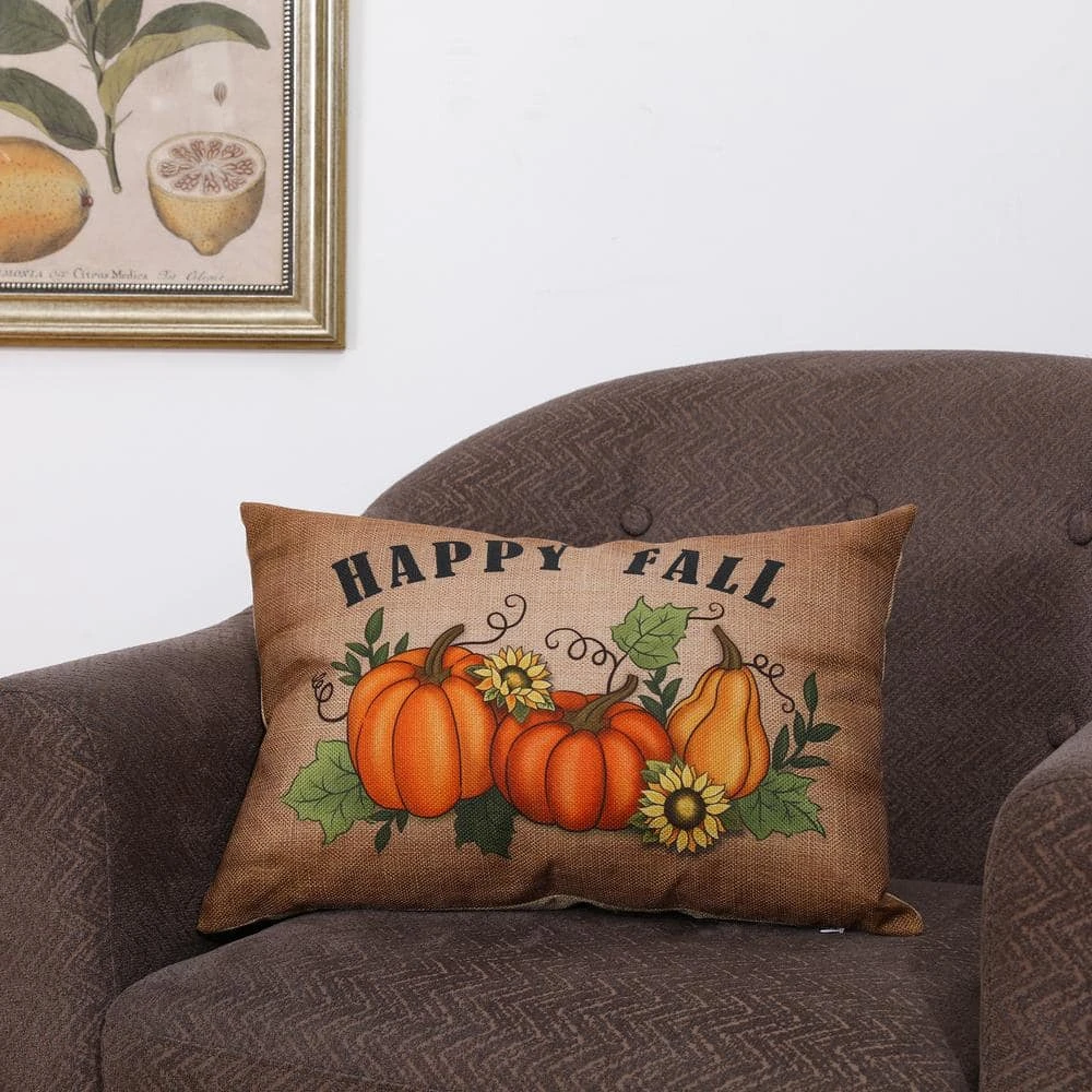 18 In. L Faux Burlap Fall Pumpkin Pillow 2 18 In. L Faux Burlap Fall Pumpkin Pillow - Image 2