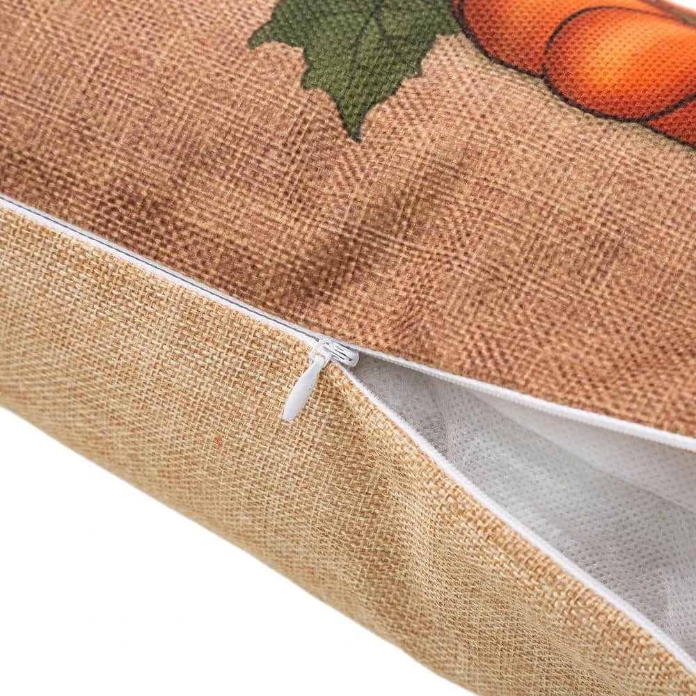 18 In. L Faux Burlap Fall Pumpkin Pillow 5 18 In. L Faux Burlap Fall Pumpkin Pillow - Image 5