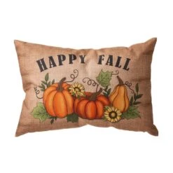 18 In. L Faux Burlap Fall Pumpkin Pillow