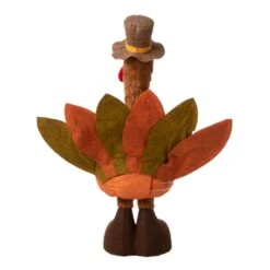 37.00 In. H/24.00 In. H Fabric Turkey Standing Decor With Telescoping Legs -The Home Depot Shop glitzhome indoor fall decorations 2006000006 1f 1000