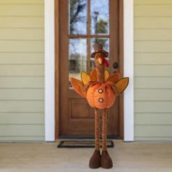 37.00 In. H/24.00 In. H Fabric Turkey Standing Decor With Telescoping Legs -The Home Depot Shop glitzhome indoor fall decorations 2006000006 31 1000