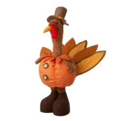 37.00 In. H/24.00 In. H Fabric Turkey Standing Decor With Telescoping Legs -The Home Depot Shop glitzhome indoor fall decorations 2006000006 4f 1000