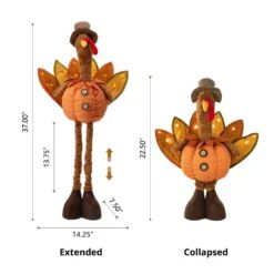 37.00 In. H/24.00 In. H Fabric Turkey Standing Decor With Telescoping Legs -The Home Depot Shop glitzhome indoor fall decorations 2006000006 c3 1000