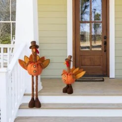 37.00 In. H/24.00 In. H Fabric Turkey Standing Decor With Telescoping Legs -The Home Depot Shop glitzhome indoor fall decorations 2006000006 d4 1000