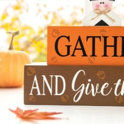 7.5 In. H Thanksgiving Wooden Pilgrim Table Block Sign 10 7.5 In. H Thanksgiving Wooden Pilgrim Table Block Sign -The Home Depot Shop glitzhome indoor fall decorations 2006000088 1f 1000