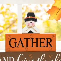 7.5 In. H Thanksgiving Wooden Pilgrim Table Block Sign 9 7.5 In. H Thanksgiving Wooden Pilgrim Table Block Sign -The Home Depot Shop glitzhome indoor fall decorations 2006000088 4f 1000