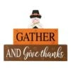 7.5 In. H Thanksgiving Wooden Pilgrim Table Block Sign