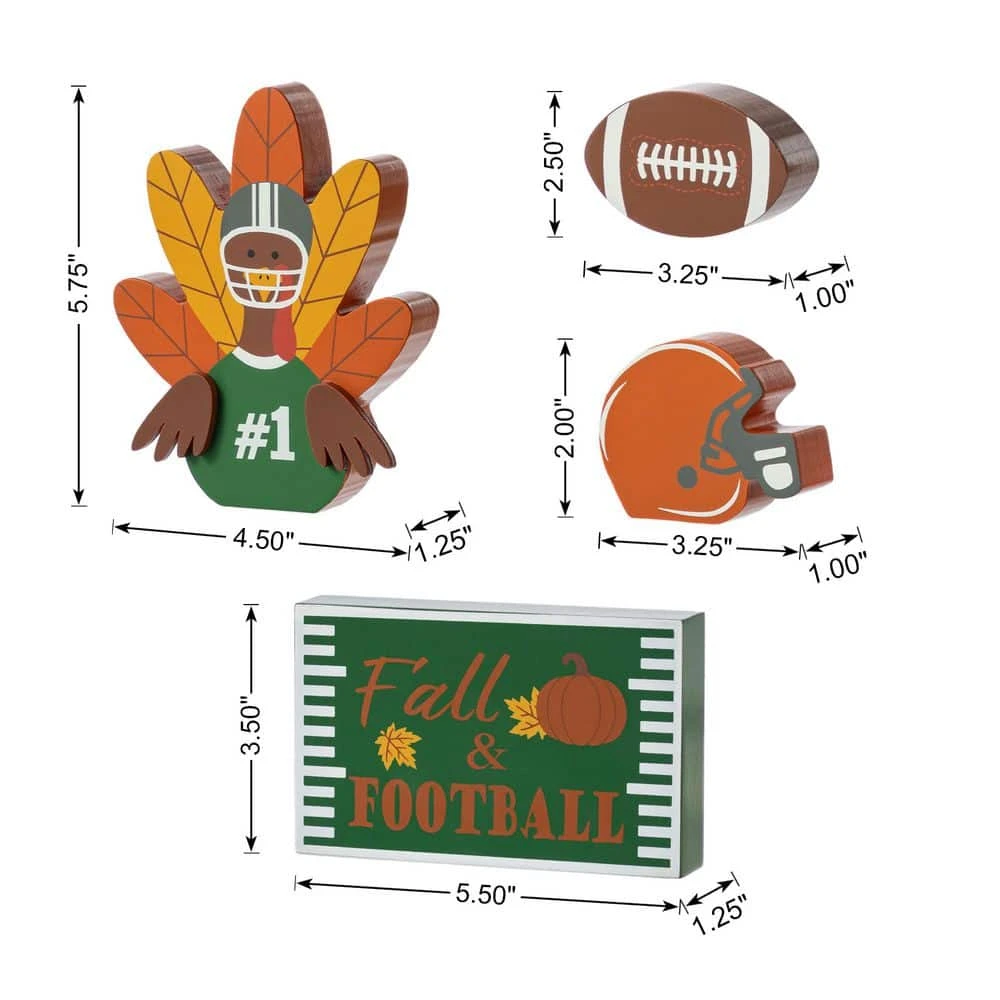 5.75 In. Thanksgiving Christmas Wooden Turkey Table Decor Set (Set Of 4) 5 5.75 In. Thanksgiving Christmas Wooden Turkey Table Decor Set (Set Of 4) - Image 5