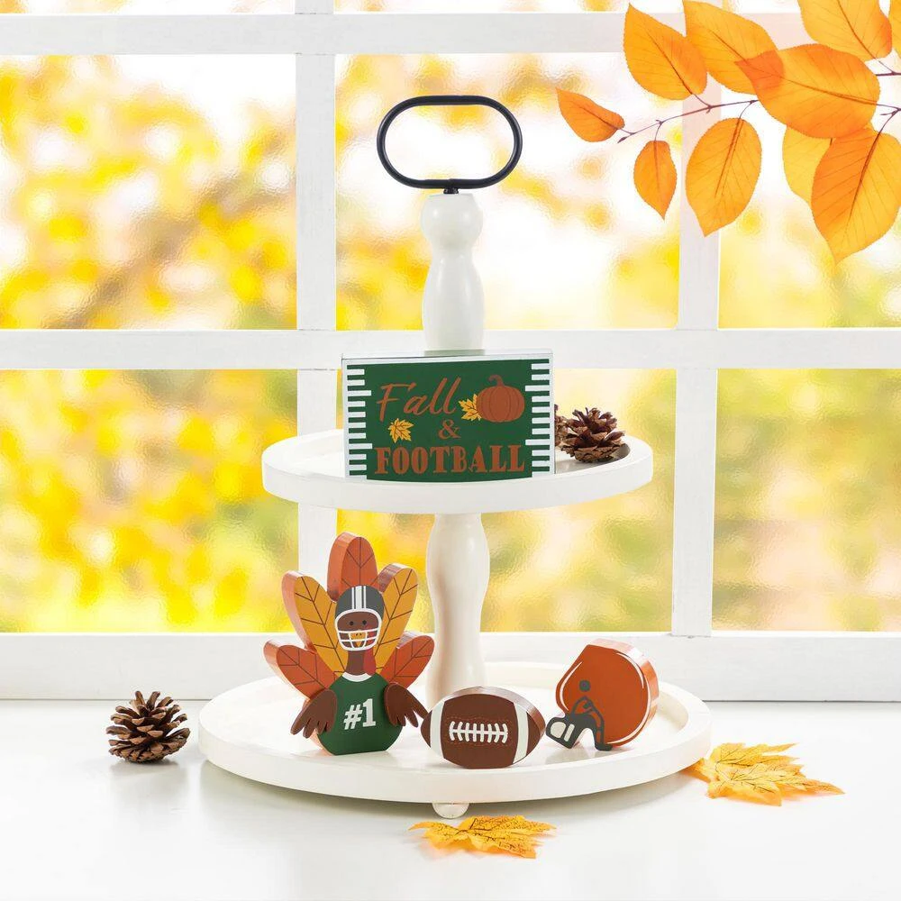 5.75 In. Thanksgiving Christmas Wooden Turkey Table Decor Set (Set Of 4) 2 5.75 In. Thanksgiving Christmas Wooden Turkey Table Decor Set (Set Of 4) - Image 2