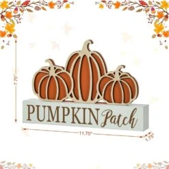 7.75 In. H Fall Wooden Pumpkin Patch Pumpkins Table Sign -The Home Depot Shop glitzhome indoor fall decorations 2006200036 c3 1000