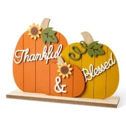 8 In. Thanksgiving Christmas Wooden Pumpkins Table Decor