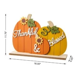 8 In. Thanksgiving Christmas Wooden Pumpkins Table Decor -The Home Depot Shop glitzhome indoor fall decorations 2029700010 c3 1000