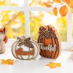 8 In. Thanksgiving Christmas Wooden Pumpkin Table Decor (Set Of 2) -The Home Depot Shop glitzhome indoor fall decorations 2029700012 1f 1000