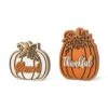8 In. Thanksgiving Christmas Wooden Pumpkin Table Decor (Set Of 2)