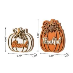 8 In. Thanksgiving Christmas Wooden Pumpkin Table Decor (Set Of 2) -The Home Depot Shop glitzhome indoor fall decorations 2029700012 c3 1000