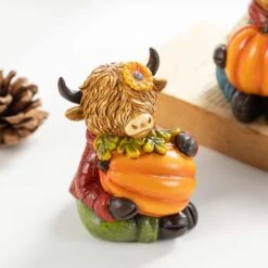 4.25 In. Fall Resin Christmas Highland Cow Table Decor (Set Of 2) -The Home Depot Shop glitzhome indoor fall decorations 2029700014 1f 1000