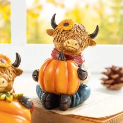 4.25 In. Fall Resin Christmas Highland Cow Table Decor (Set Of 2) -The Home Depot Shop glitzhome indoor fall decorations 2029700014 4f 1000
