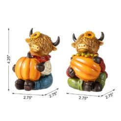 4.25 In. Fall Resin Christmas Highland Cow Table Decor (Set Of 2) -The Home Depot Shop glitzhome indoor fall decorations 2029700014 c3 1000