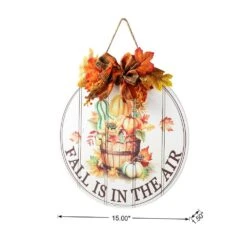 15 In. D Fall Wooden Round Word Sign Door Hanger -The Home Depot Shop glitzhome indoor fall decorations 2029800011 1f 1000