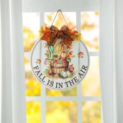 15 In. D Fall Wooden Round Word Sign Door Hanger -The Home Depot Shop glitzhome indoor fall decorations 2029800011 31 1000