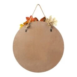 15 In. D Fall Wooden Round Word Sign Door Hanger -The Home Depot Shop glitzhome indoor fall decorations 2029800011 4f 1000