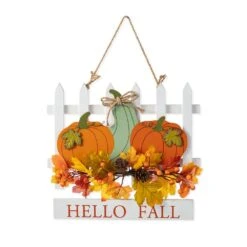 12.75 In. Fall Wooden Christmas Patch With Floral Door Hanger