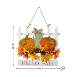 12.75 In. Fall Wooden Christmas Patch With Floral Door Hanger -The Home Depot Shop glitzhome indoor fall decorations 2029800012 c3 1000
